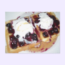 Blueberry Waffles with Whipped Cream Postcard postcards