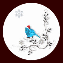 Bluebird in a Santa Hat! stickers