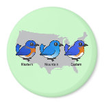 Bluebird Map Round Magnet