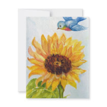 Bluebird of Happiness with Sunflower invitations