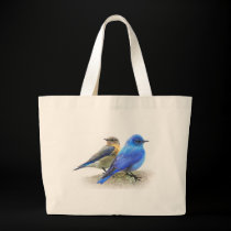 bluebird pair, male and female mountain bluebirds bags