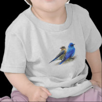 bluebird pair, male and female mountain bluebirds t-shirts