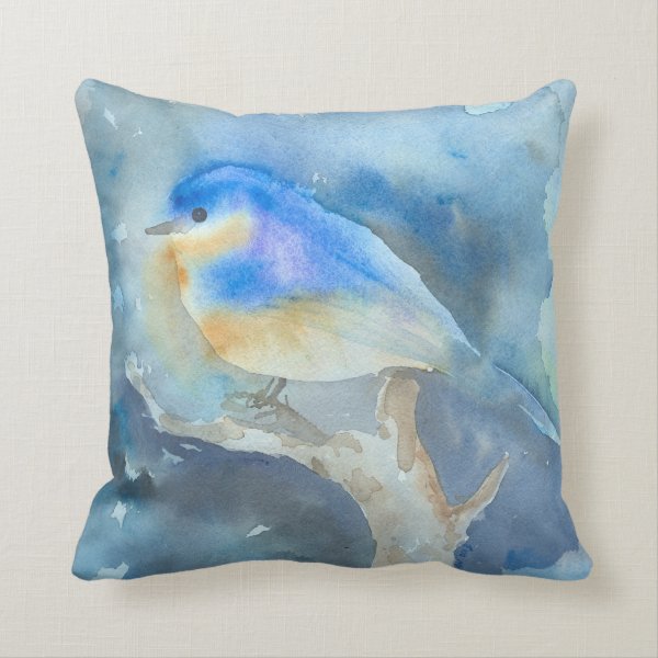 Bluebird Watercolor art pillow