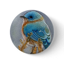 Bluebird Watercolor Button