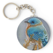 Bluebird Watercolor Keychain