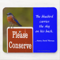 Bluebird with Thoreau Quote mousepads
