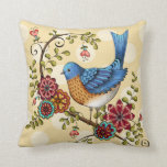 Bluebird with Yellow Polka Dots- Throw Pillow
