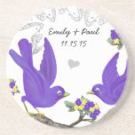 Bluebird Yellow Purple Vintage Love Birds Coasters