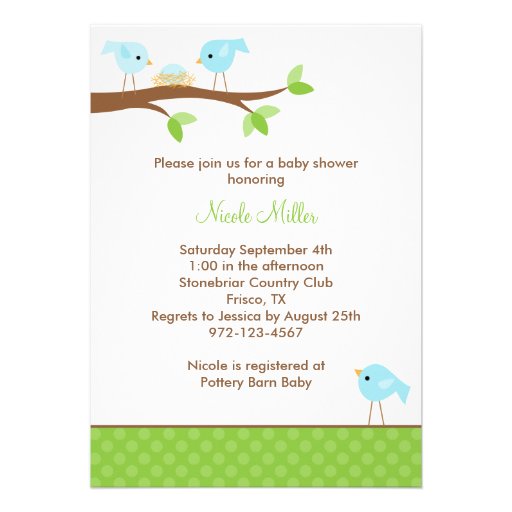 Bluebirds and Nest Baby Shower Invitation
