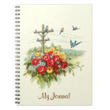 Bluebirds en el cuaderno del personalizado de la l