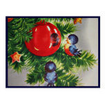 Bluebirds in a Christmas Tree Postcard