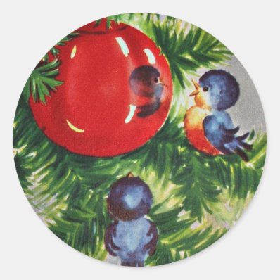 Bluebirds in a Christmas Tree Stickers