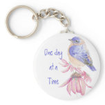 Bluebirds, Motivational, One day at a Time Quote Keychains