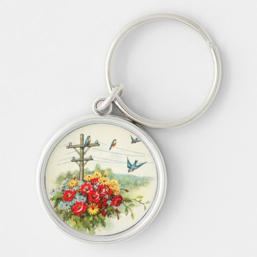 Bluebirds on Power Line Keychains