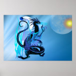 Bluefire Dragon and background Poster