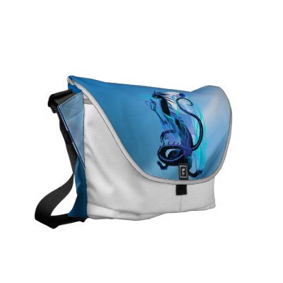 Bluefire Dragon and background Rickshaw Messenger Courier Bag by Lotacats