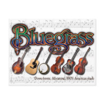 "Bluegrass – 100% American-Made" postcards