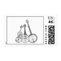Bluegrass Band B&W Postage Stamps