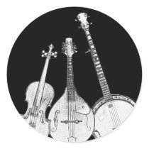 Bluegrass Band B&W Round Sticker