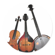 Bluegrass Band Cartoon Round Sticker