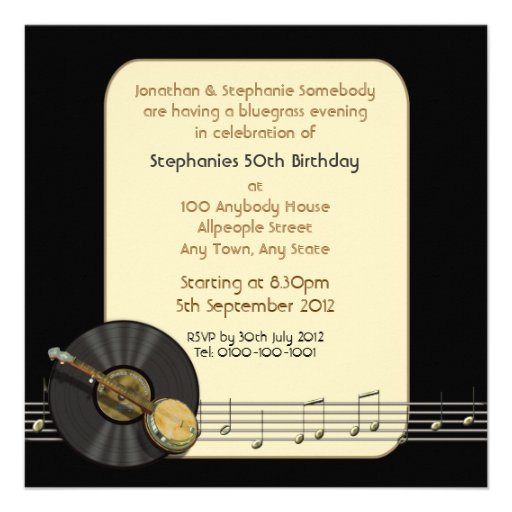 Bluegrass Banjo Party or Event Invitations