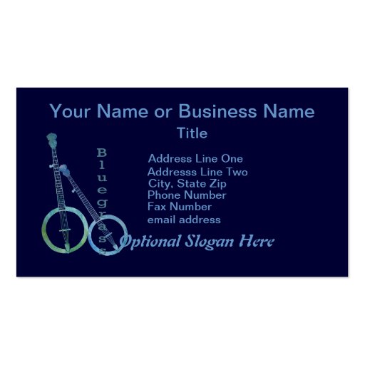 Bluegrass Banjos Business Card Template (front side)