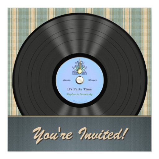 Bluegrass Vintage Vinyl Record Party Invitations