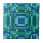Bluegreen Pixelated Geometric 2 Ceramic Tile