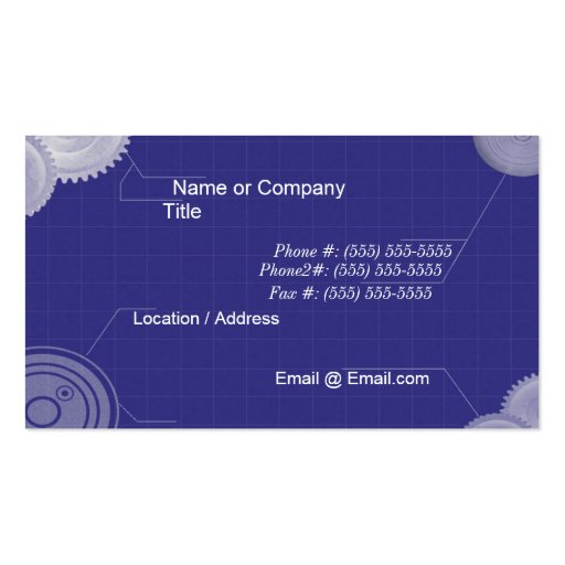 Blueprint / Engineering Business Card Templates (back side)