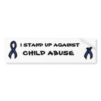 blueribbon, blueribbon, I STAND UP AGAINST, CHI... Bumper Sticker