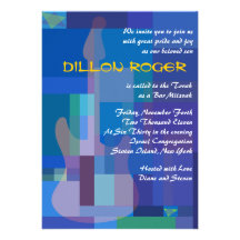 Blues GUiTAR Musical Bar Bat Mitzvah Invitation