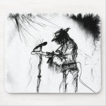 Blues Guitar Player and Band on Stage Mouse Pad