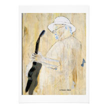 Blues Guitarist Painting in Orange and browns Announcement