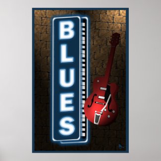 Blues Neon Sign Poster print