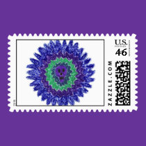 blues painted  skull postage stamp