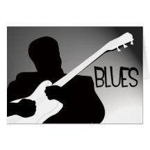 Blues player's silhouette with a spotlight greeting card