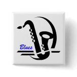 Blues Sax Pinback Button