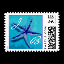 Blues Starfish Monograms postage by ArtByLindaLou Blues Starfish Monograms postage