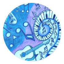 Blues Round Sticker