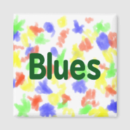 Blues word green music design.png refrigerator magnet