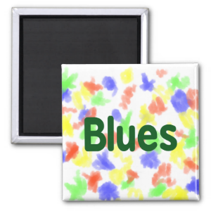 Blues word green music design.png refrigerator magnet