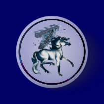 BlueToneHorseandFeathers Button