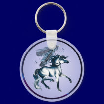 BlueToneHorseandFeathers Keychain