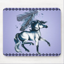 BlueToneHorseandFeathers Mousepad