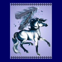 BlueToneHorseandFeathers Print