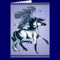 BlueToneHorseandFeathersPoster cards