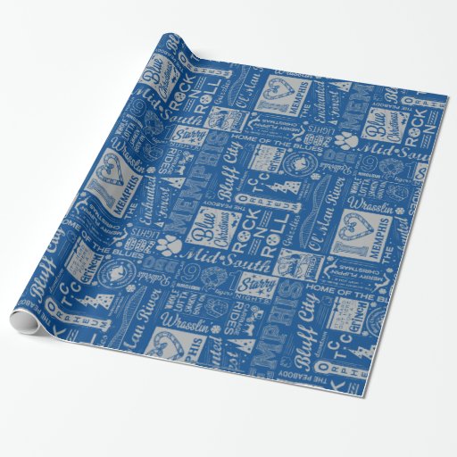 Bluff City Blue Christmas Wrapping Paper Zazzle