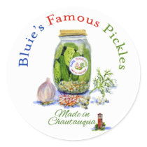 Bluie's Famous Jar of Pickles Round Stickers