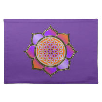 Blume des Lebens - LOTUS BLÜTE orange violett Place Mat