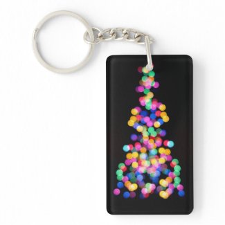 Blurred Christmas Lights Double-Sided Rectangular Acrylic Keychain